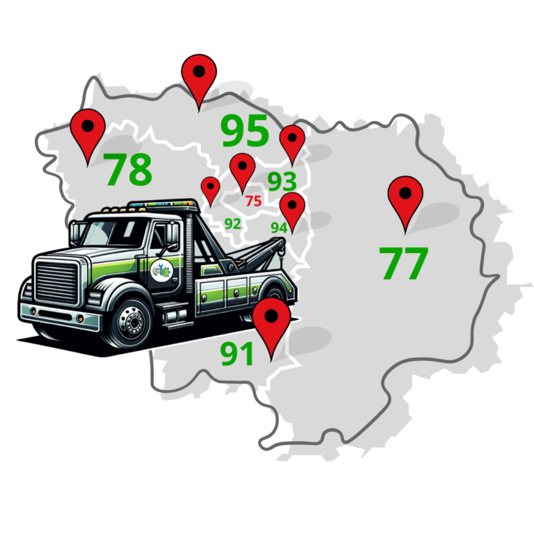 carte d'ile de France service enlèvement d'épave casse AAD94